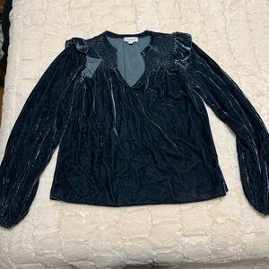 Evereve Velvet Long-Sleeve with Ruffle Shoulder